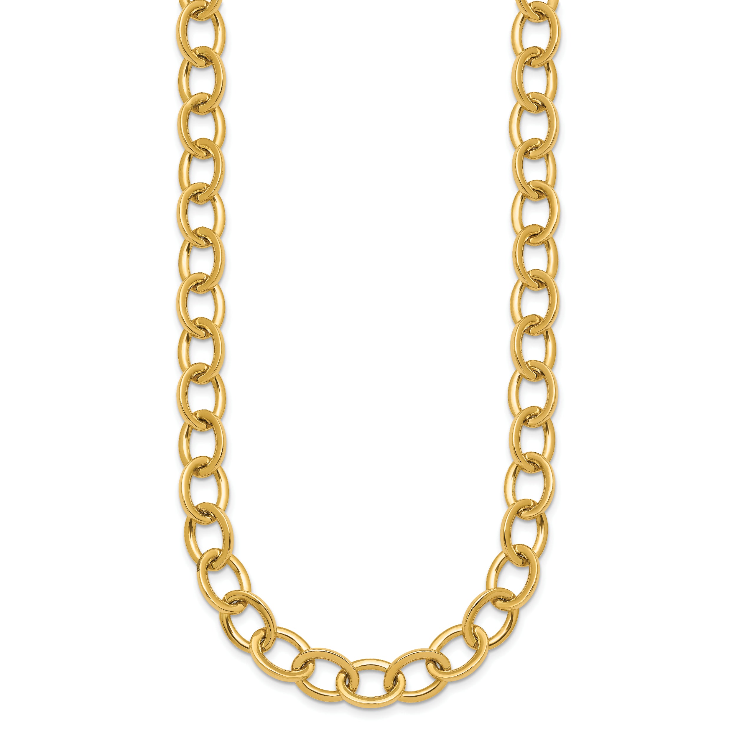 14k Polished 9mm Round Cable Chain 18 inch Necklace