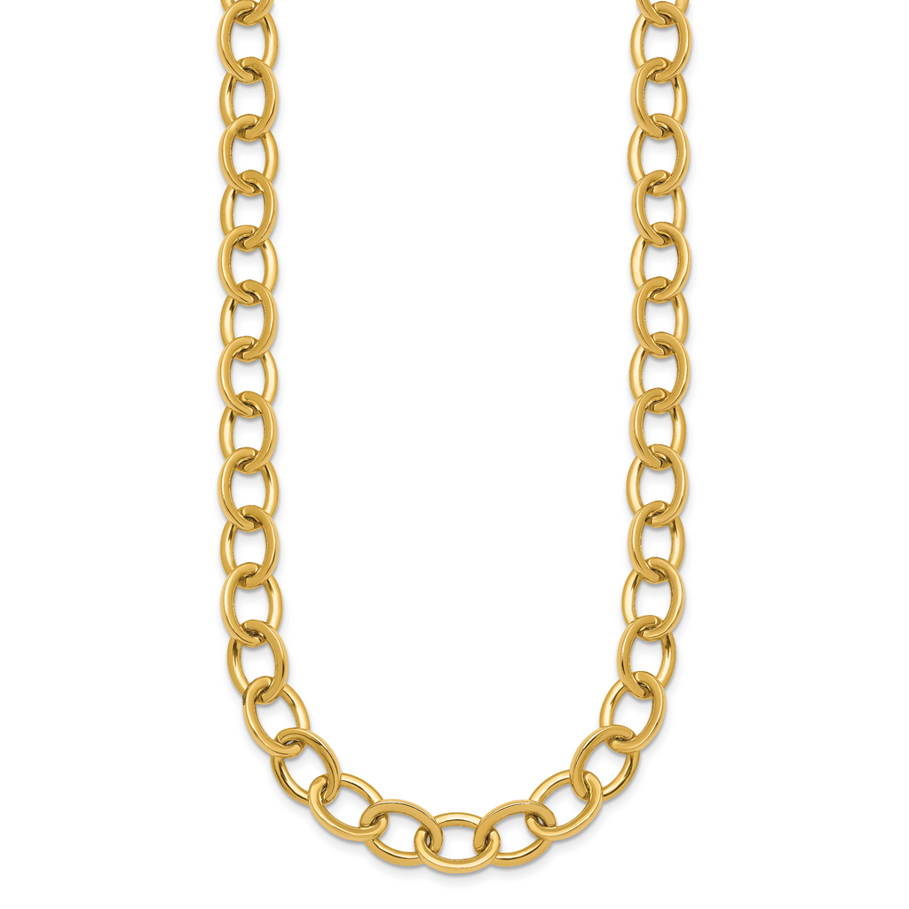 14k Polished 9mm Round Cable Chain 18 inch Necklace