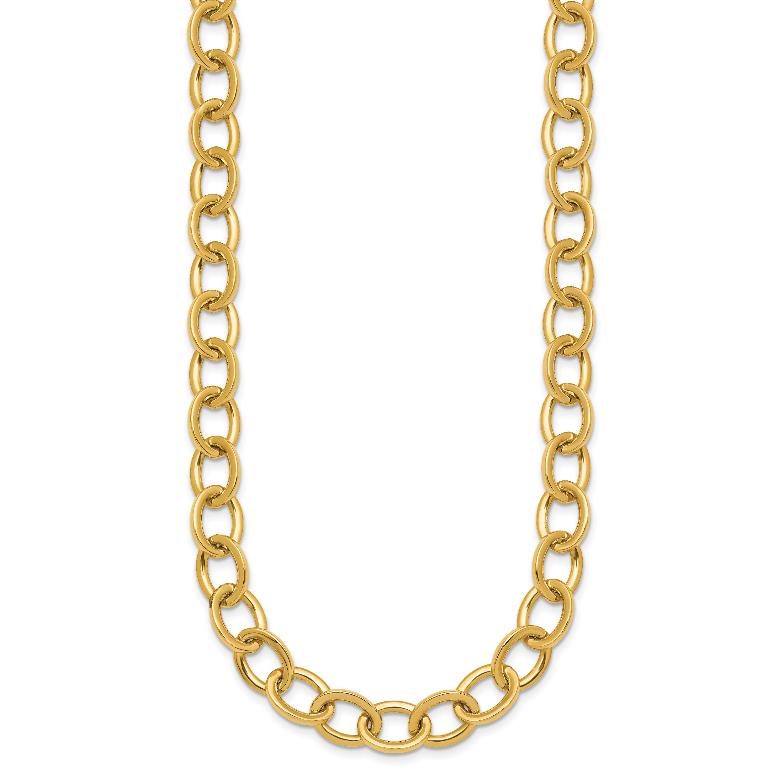 14k Polished 9mm Round Cable Chain 18 inch Necklace