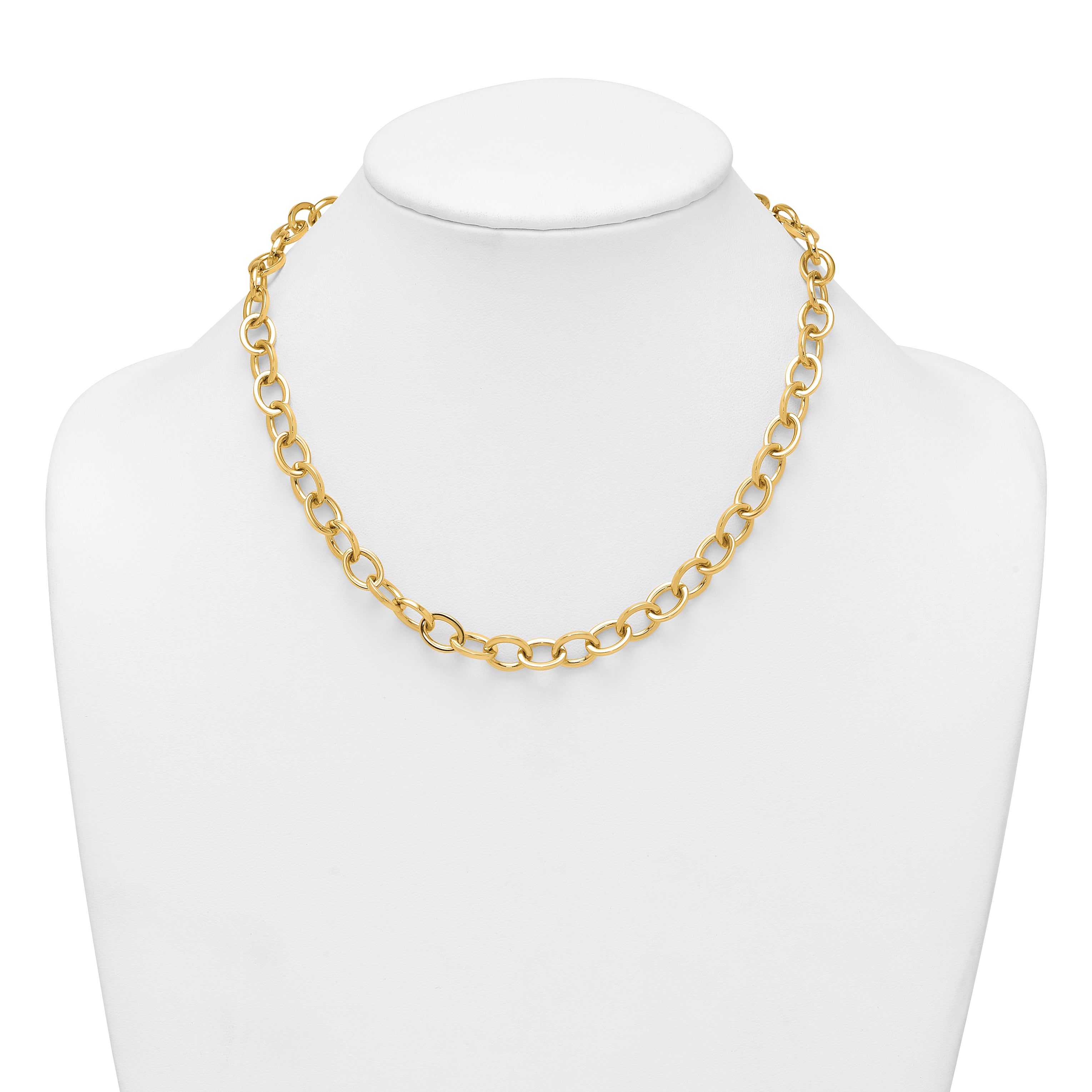 14k Polished 9mm Round Cable Chain 18 inch Necklace