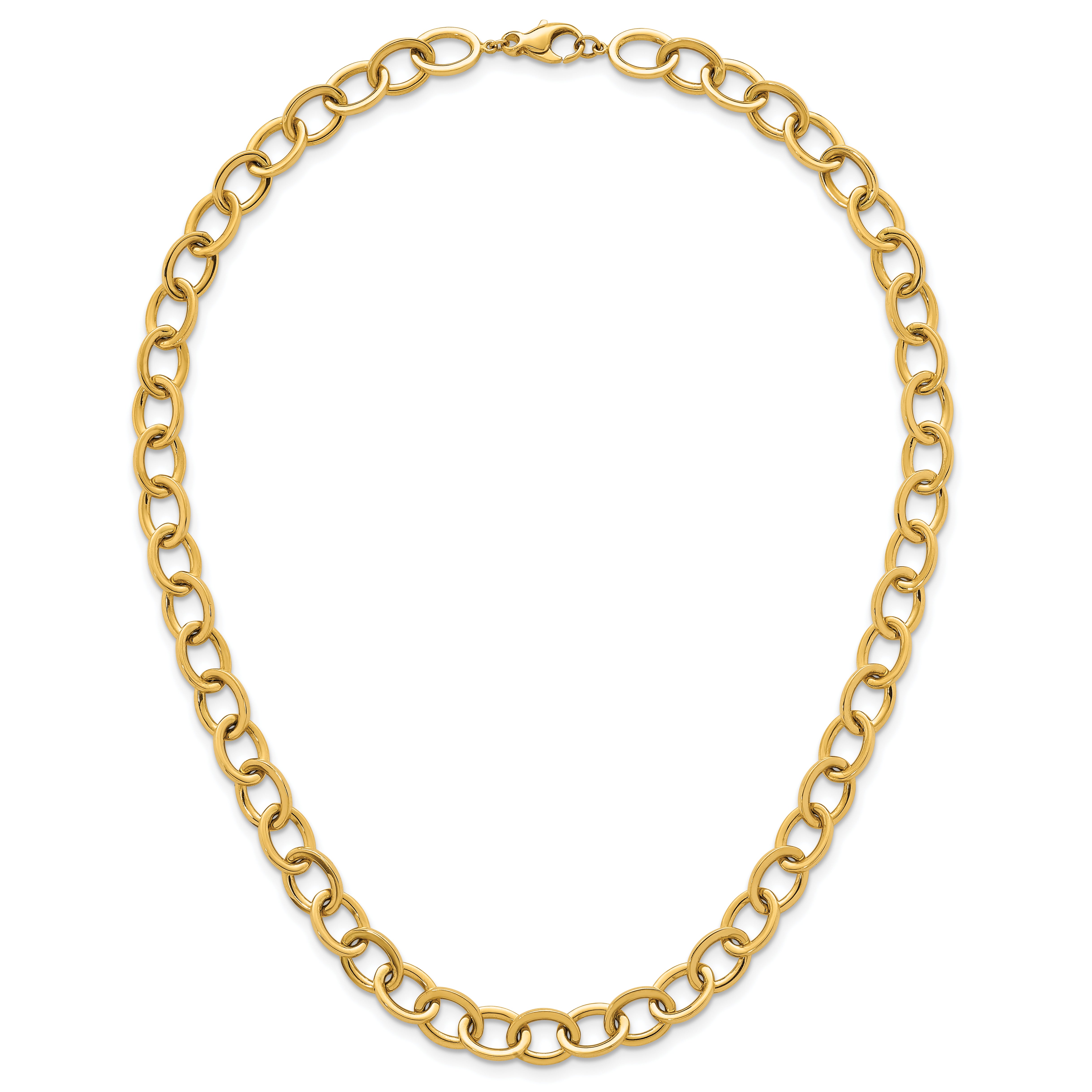 14k Polished 9mm Round Cable Chain 18 inch Necklace
