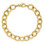 14k Polished 9mm Round Cable Chain 7.5 inch Bracelet