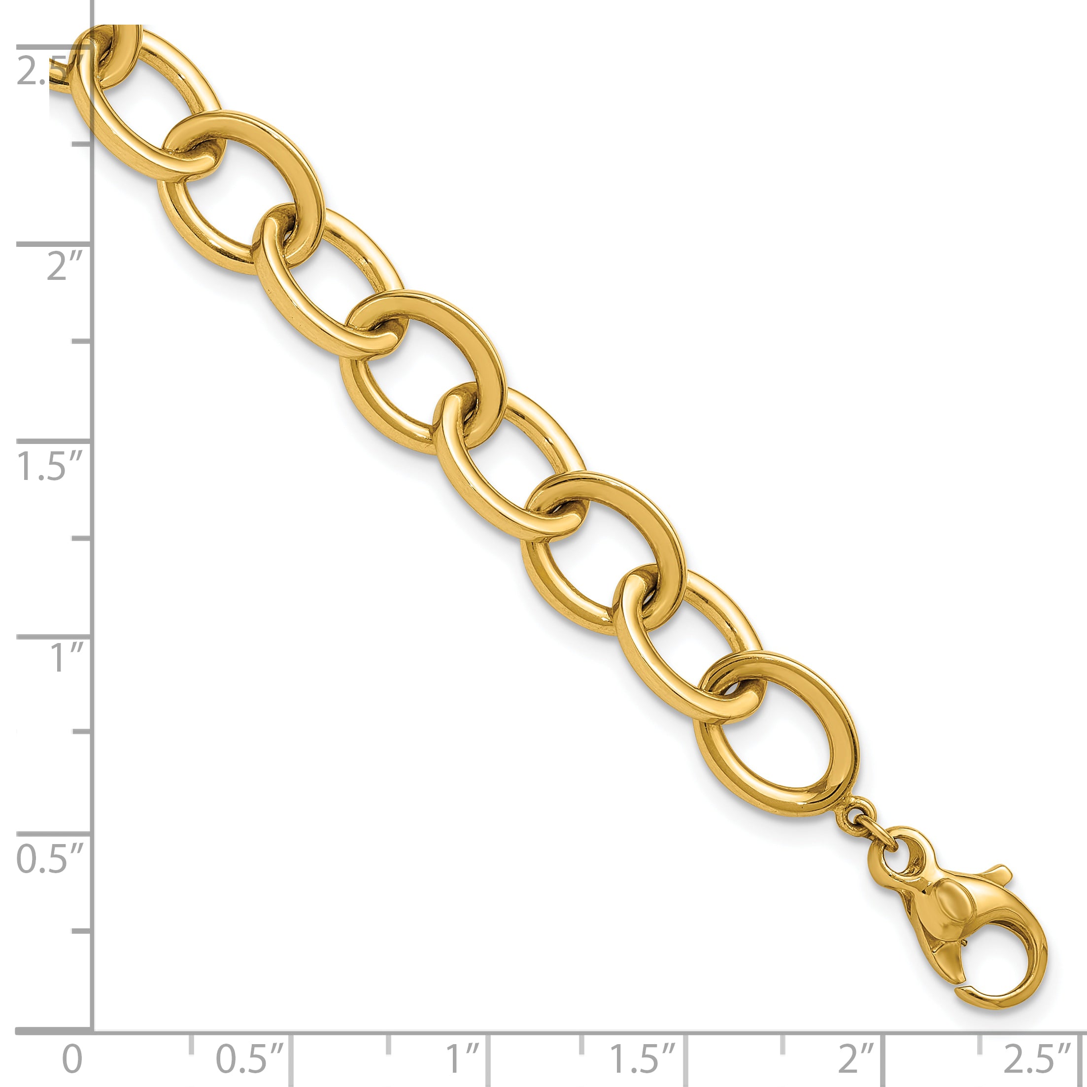 14k Polished 9mm Round Cable Chain 7.5 inch Bracelet