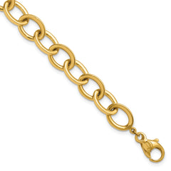 14k Polished 9mm Round Cable Chain 7.5 inch Bracelet