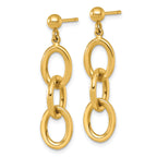 14k Polished Oval Cable Chain Dangle Post Earrings