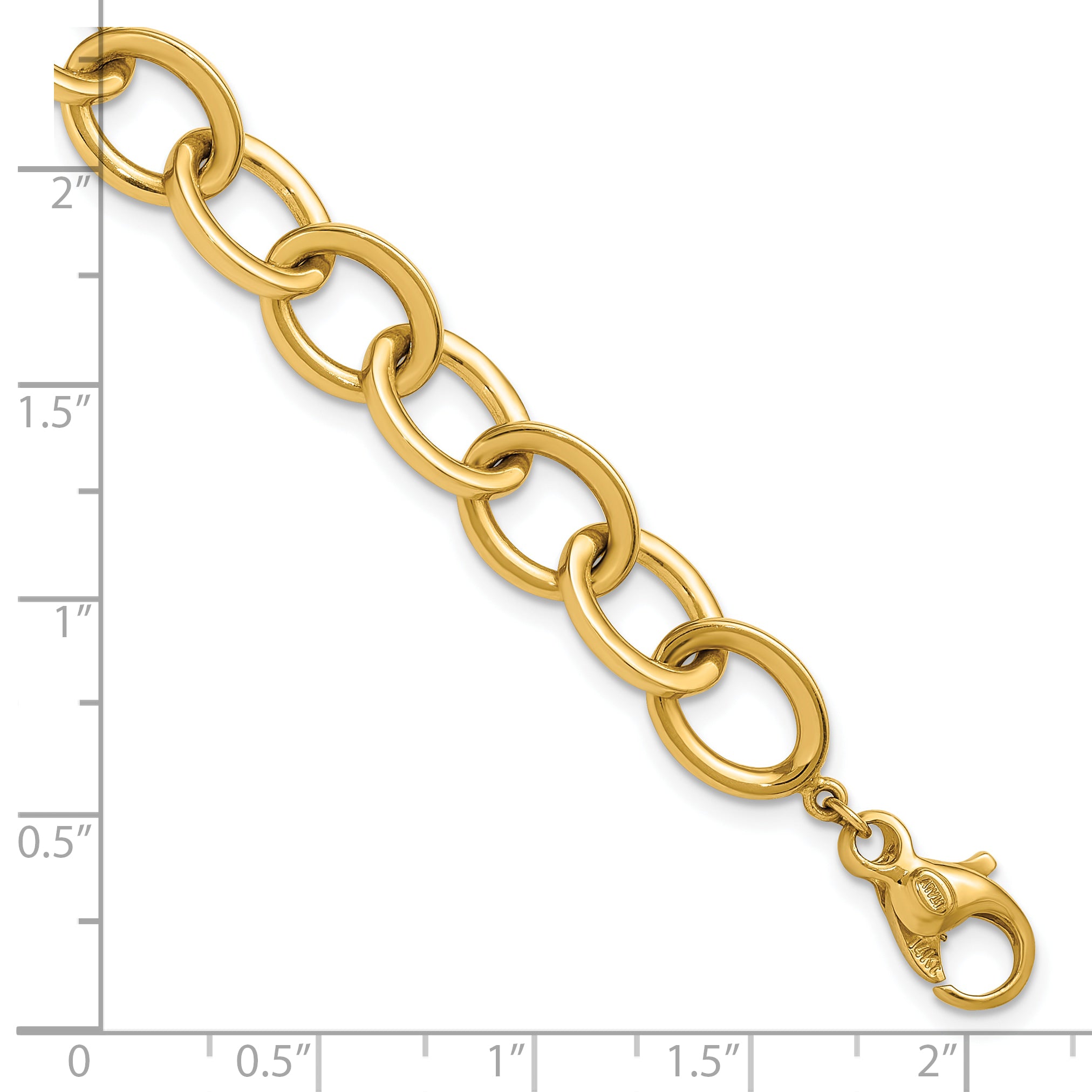 14k Polished Oval Cable Chain Dangle Post Earrings