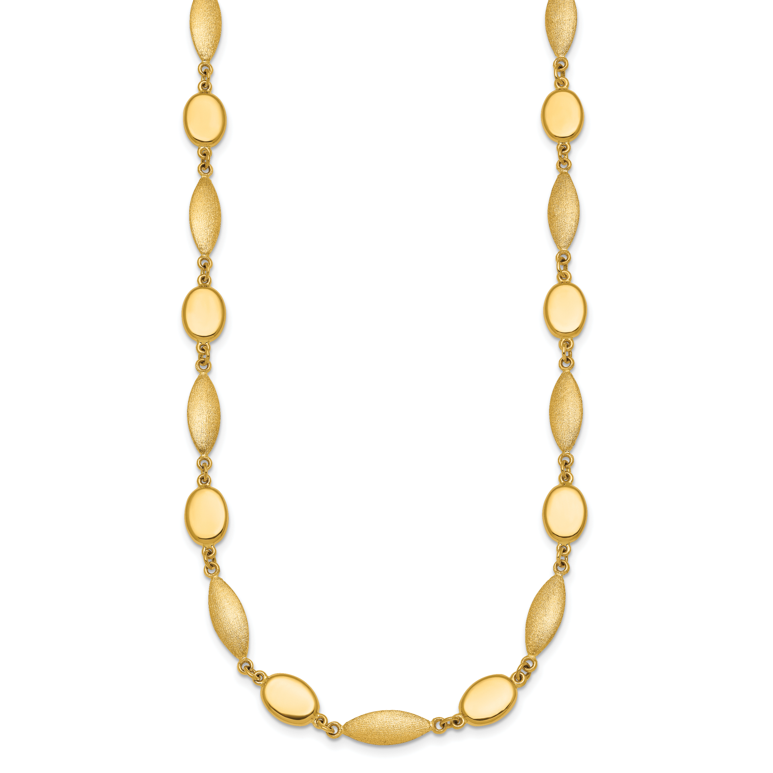 14k Polished And Brushed 7.5mm Fancy Oval and Round Link 18 inch Necklace Secondary image