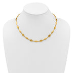 14k Polished And Brushed 7.5mm Fancy Oval and Round Link 18 inch Necklace