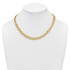 14k Polished And Textured 8mm Long Curb Link 18 inch Necklace