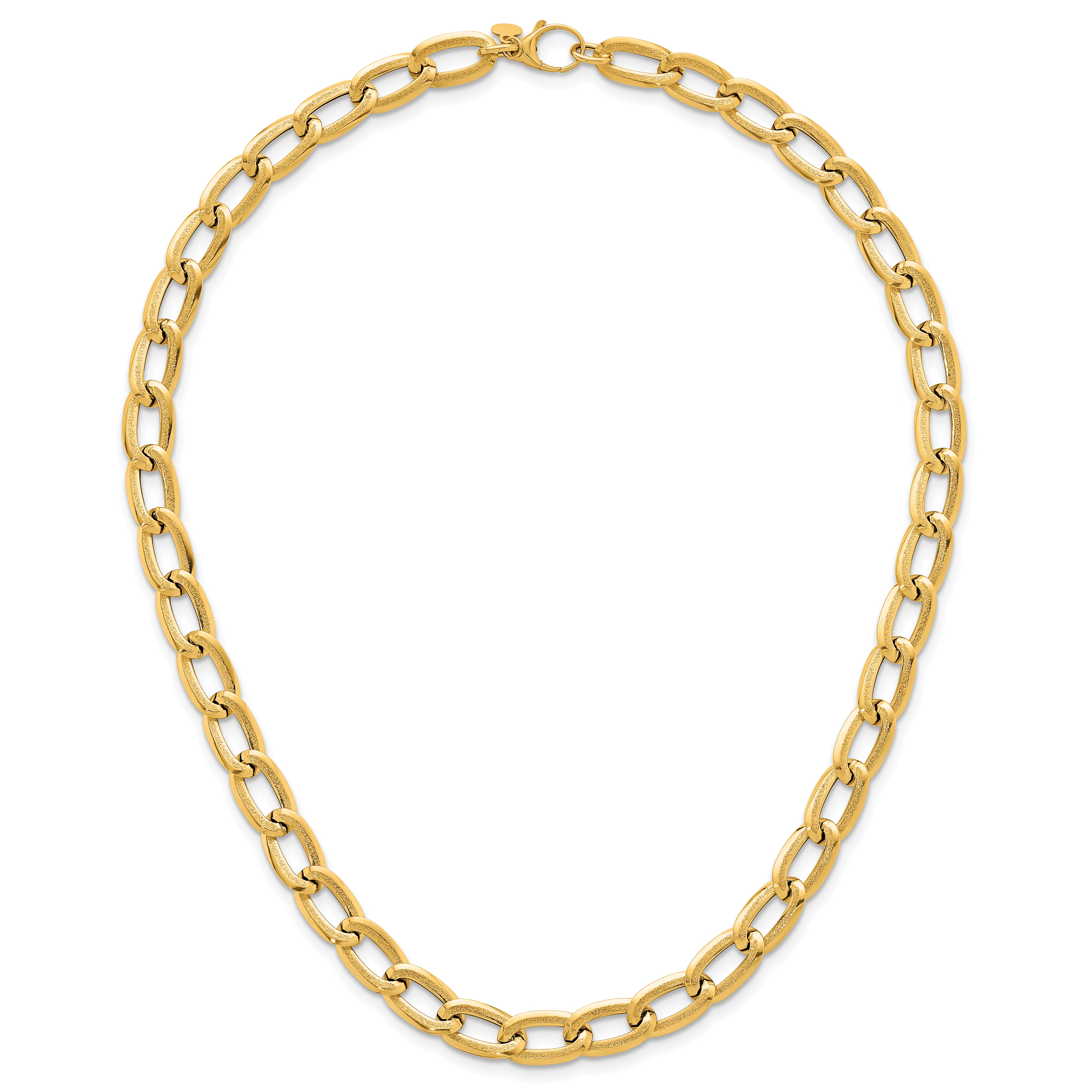 14k Polished And Textured 8mm Long Curb Link 18 inch Necklace