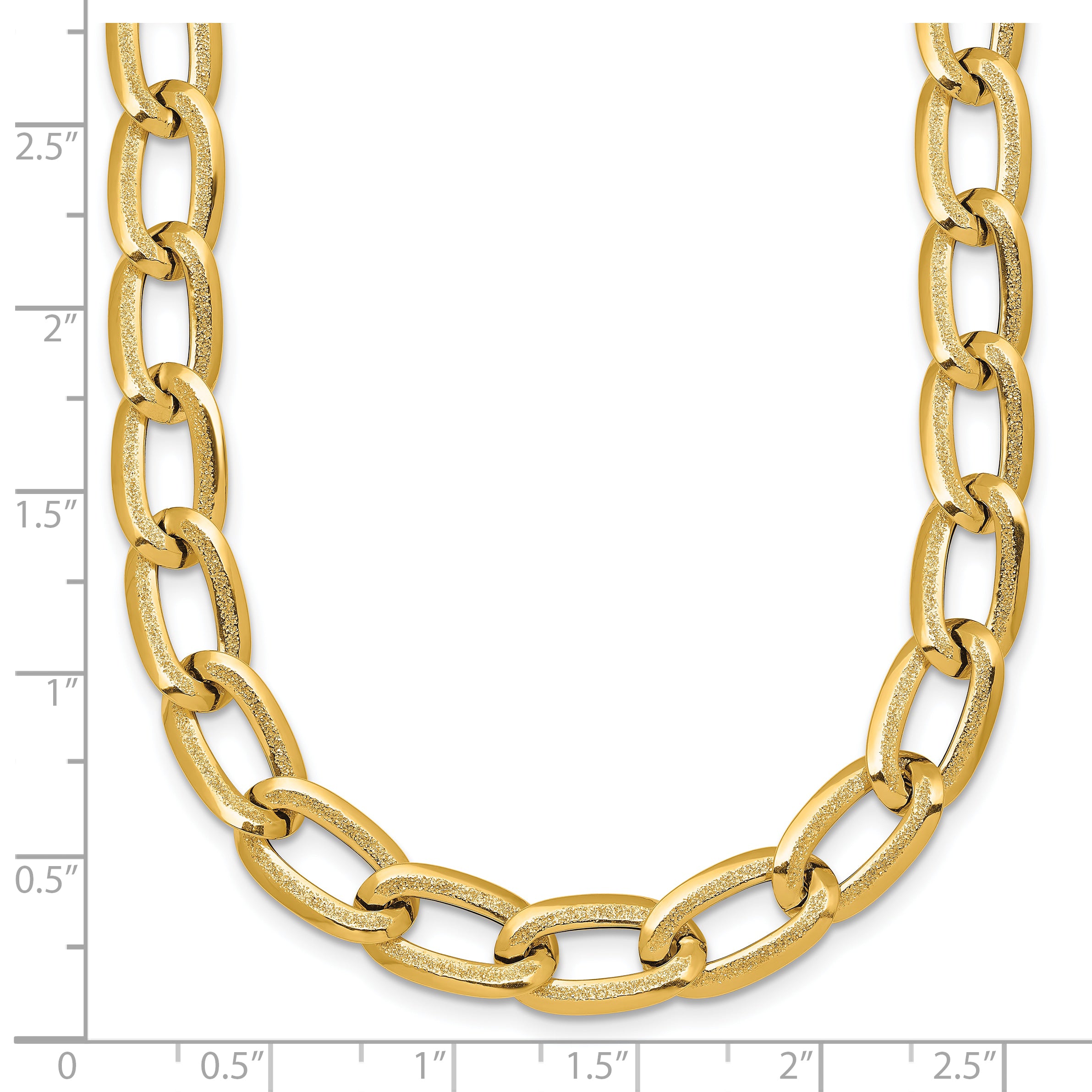 14k Polished And Textured 8mm Long Curb Link 18 inch Necklace