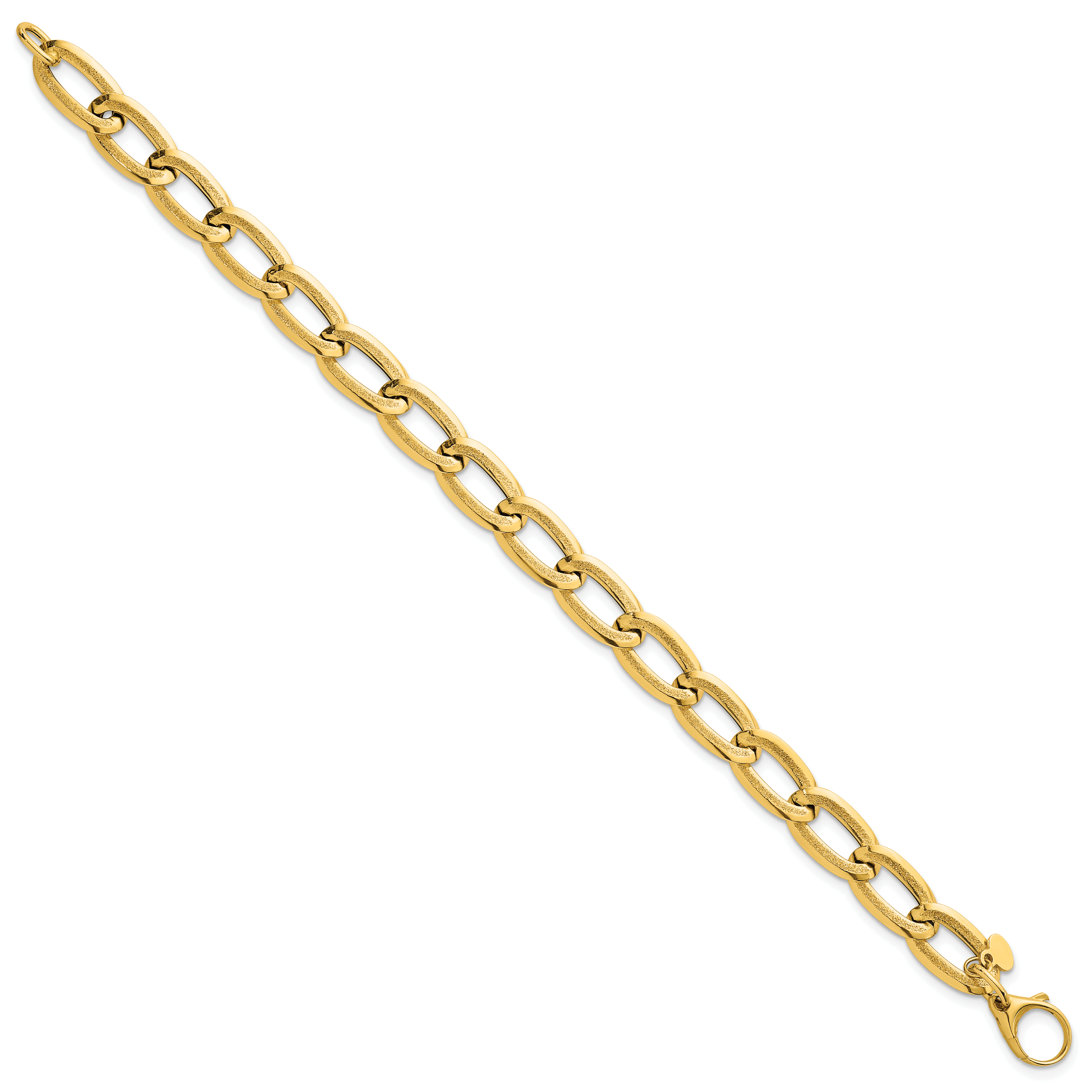 14k Polished And Textured 8mm Long Curb Link 7.5 inch Bracelet