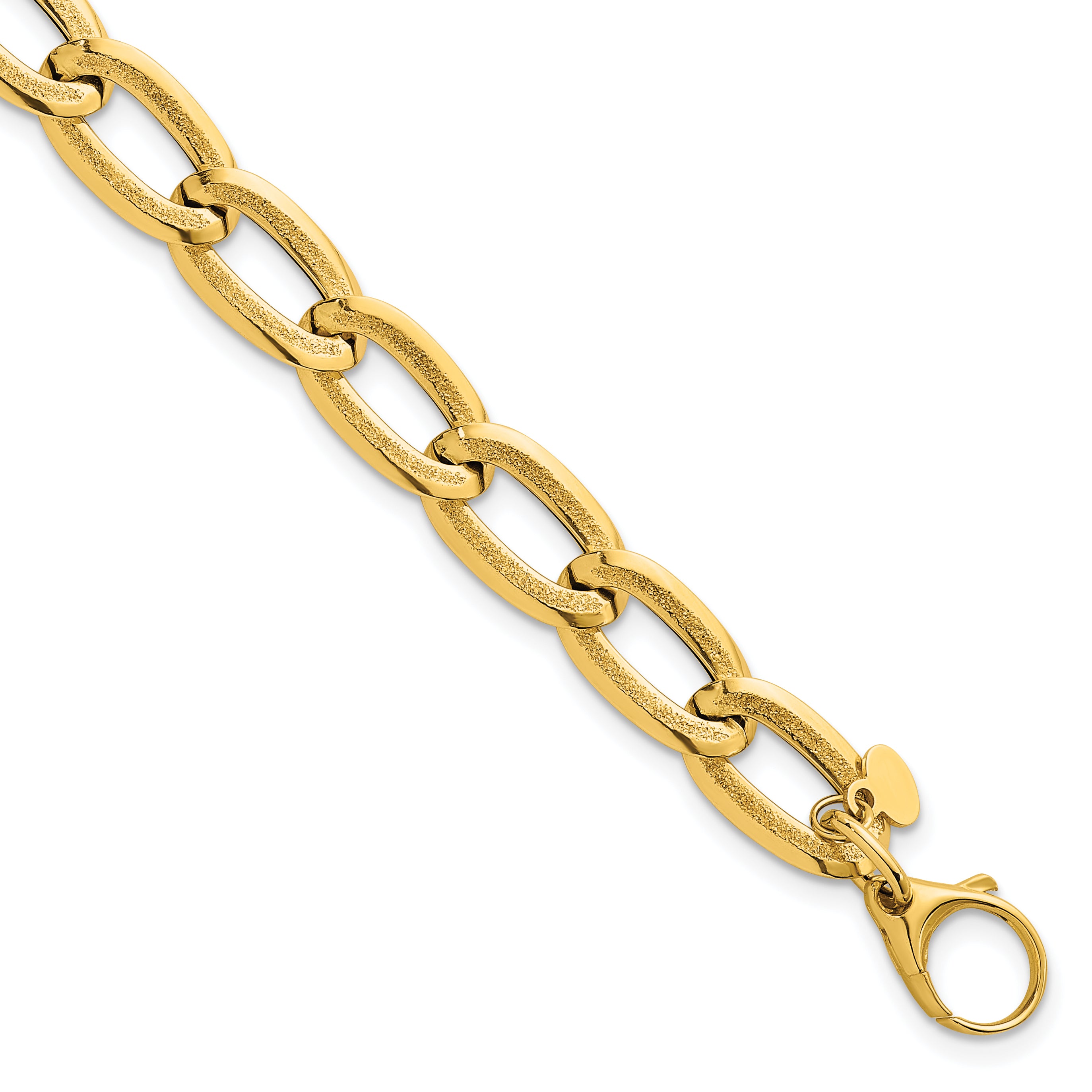 14k Polished And Textured 8mm Long Curb Link 7.5 inch Bracelet Main image