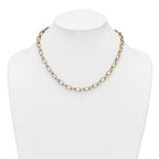 14k Two-tone Polished 7mm Fancy Oval Chain 17.75 inch Necklace
