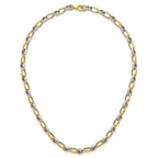 14k Two-tone Polished 7mm Fancy Oval Chain 17.75 inch Necklace