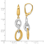 14k Two Tone Polished Fancy Oval Link Leverback Earrings