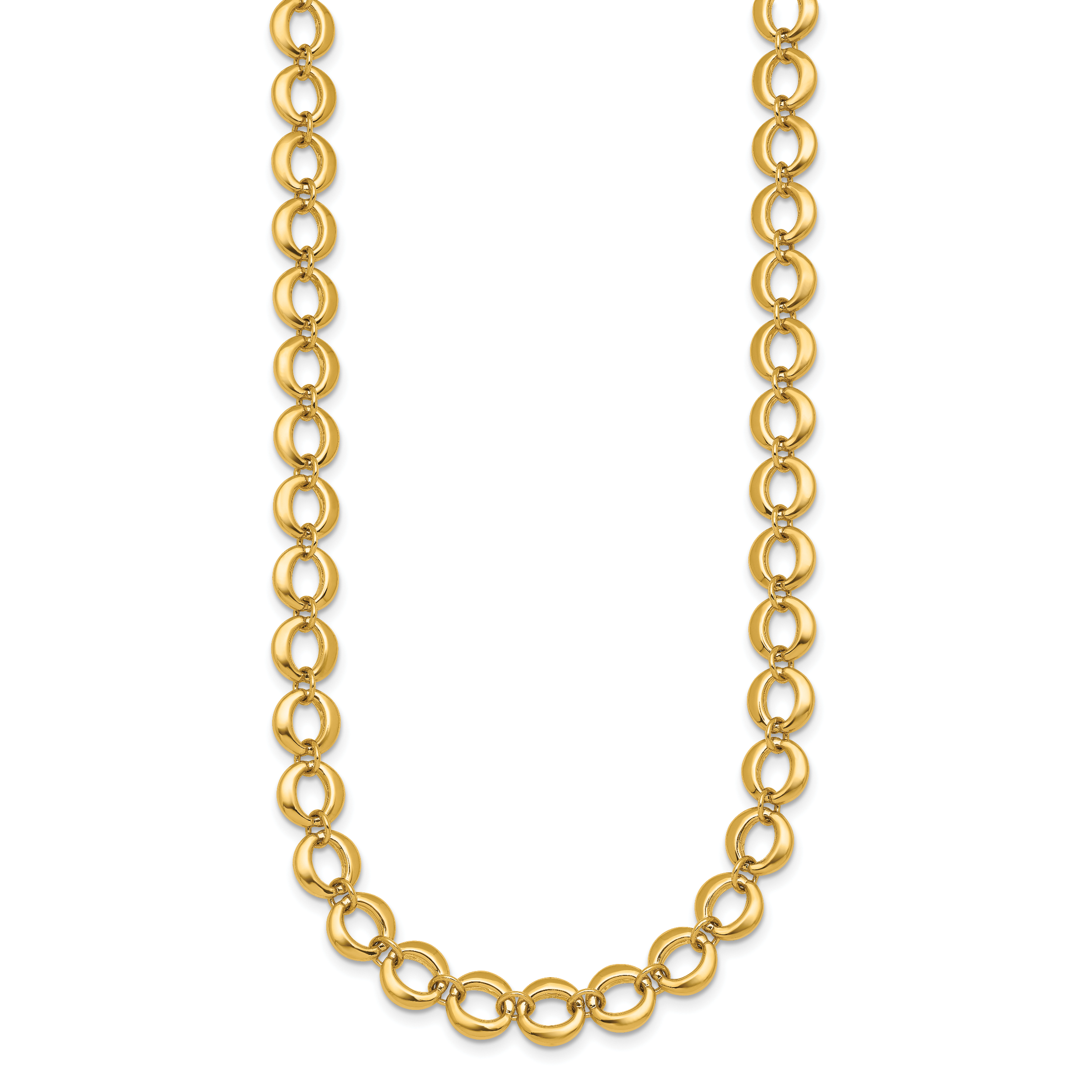 14k Polished 8mm Fancy Circle Link 18 inch Necklace