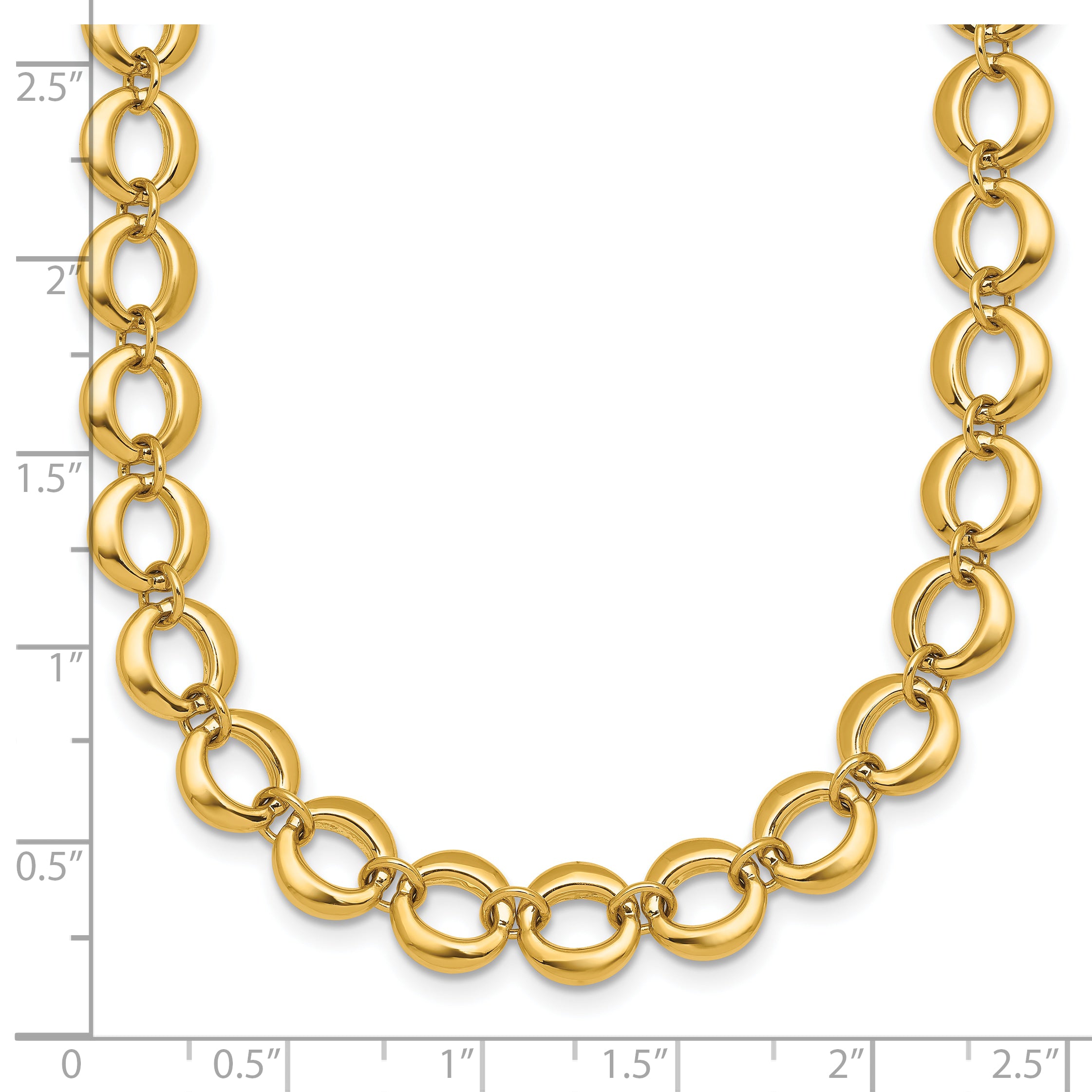 14k Polished 8mm Fancy Circle Link 18 inch Necklace