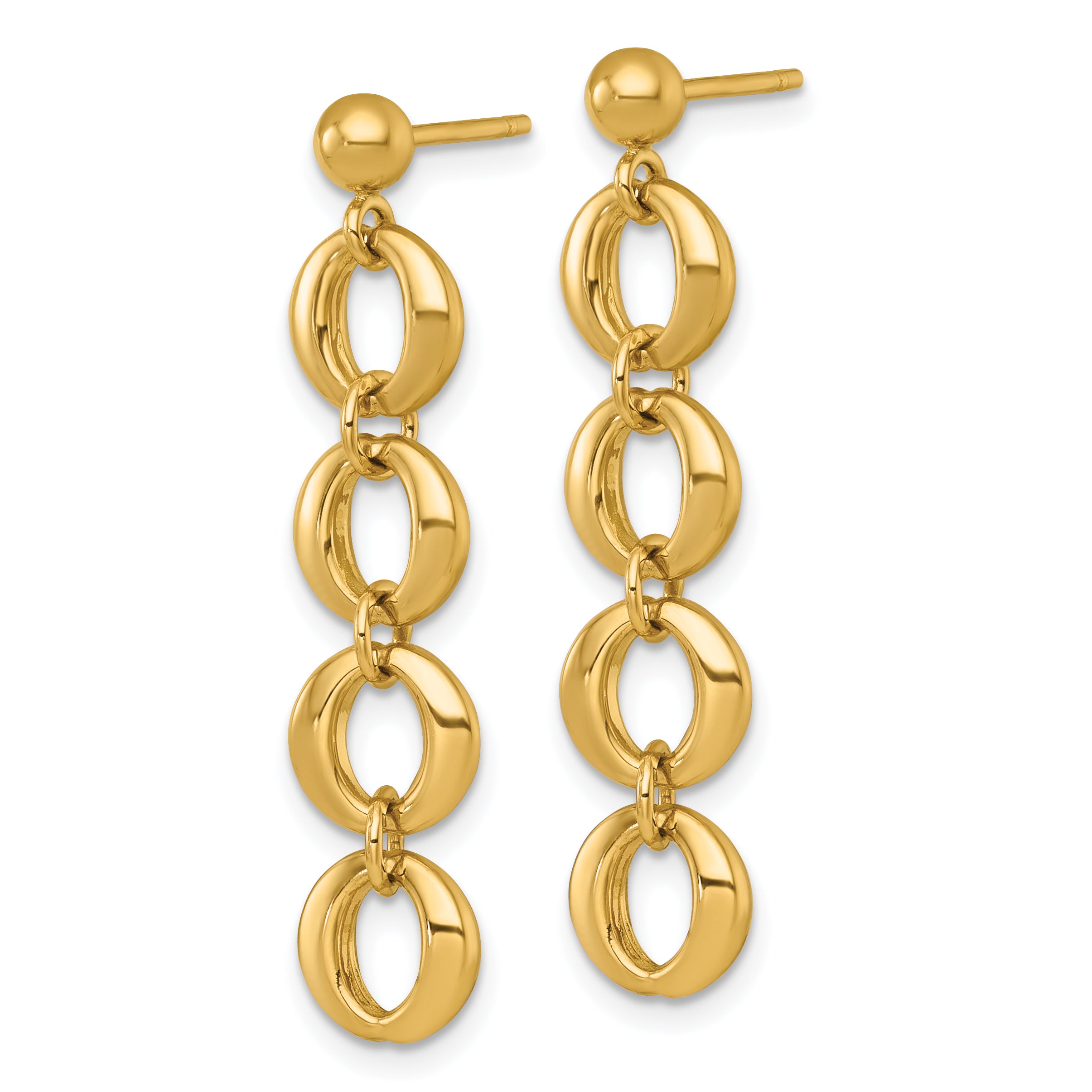 14k Polished 8mm Fancy Circle Link Dangle Post Earrings Secondary image