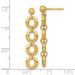 14k Polished 8mm Fancy Circle Link Dangle Post Earrings