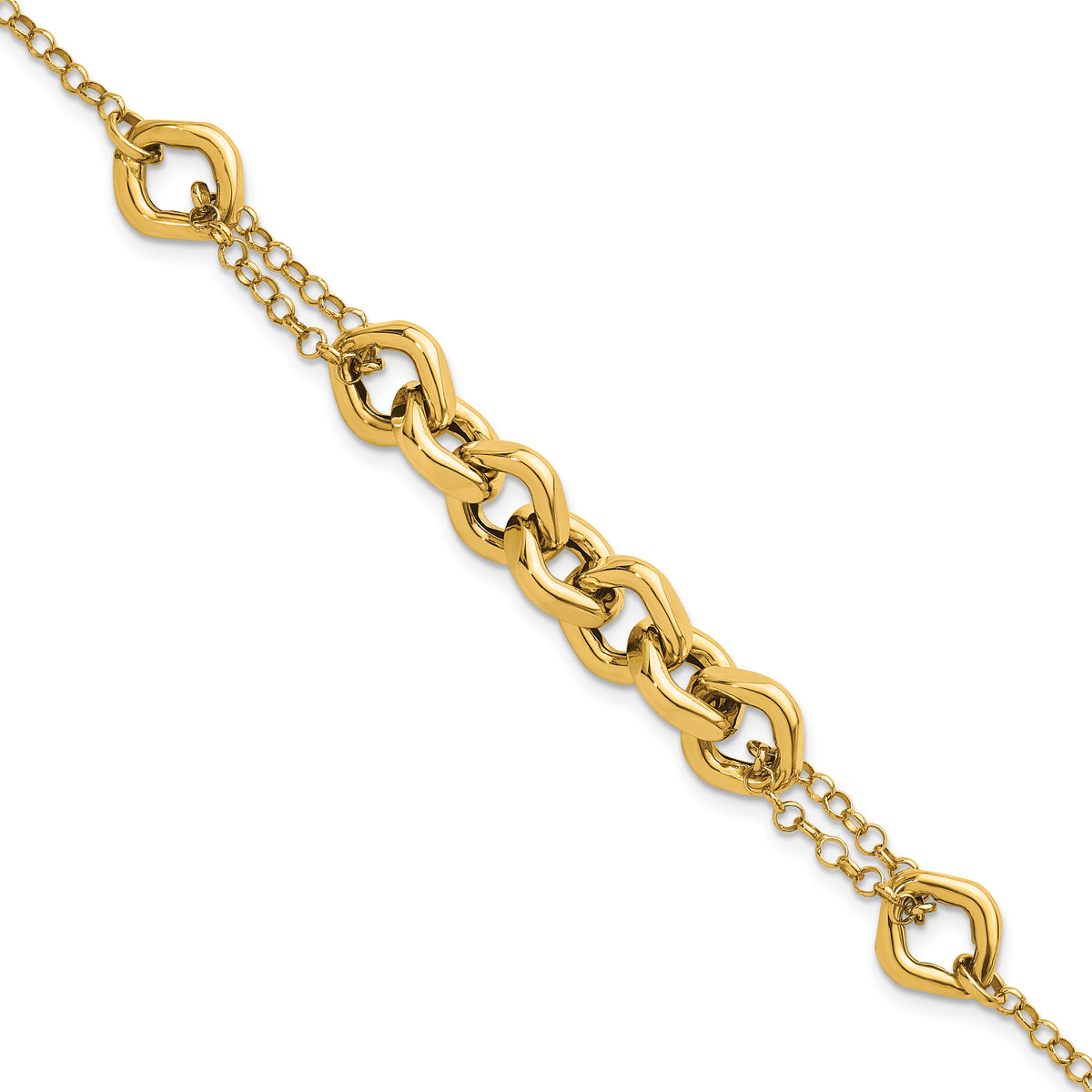 14K Polished Fancy Multi Link 7.5 inch Bracelet
