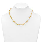 14k Brushed and Polished 7.25mm Long Oval Link 18 inch Necklace