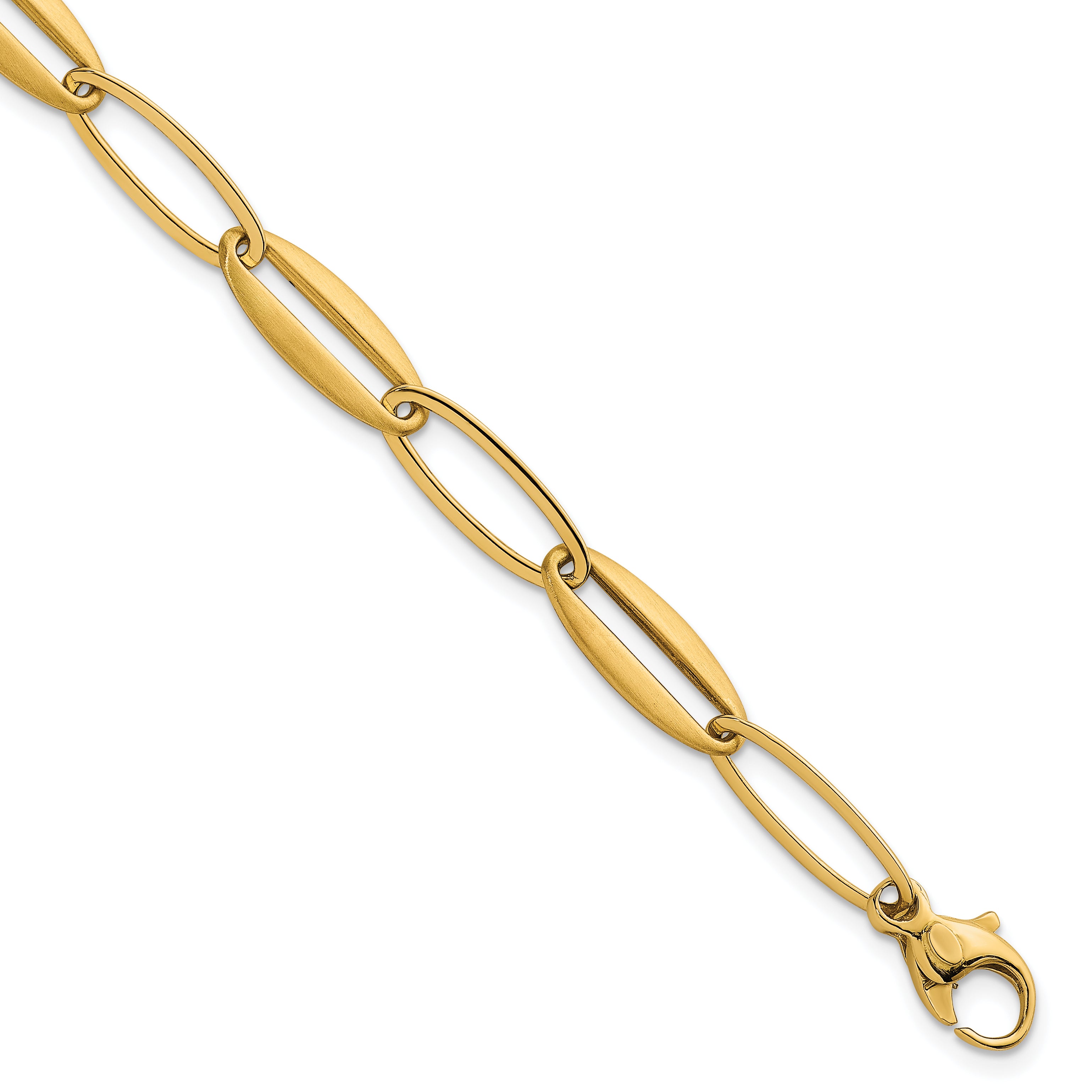 14k Brushed and Polished 7.25mm Long Oval Link 7.5 inch Bracelet Main image