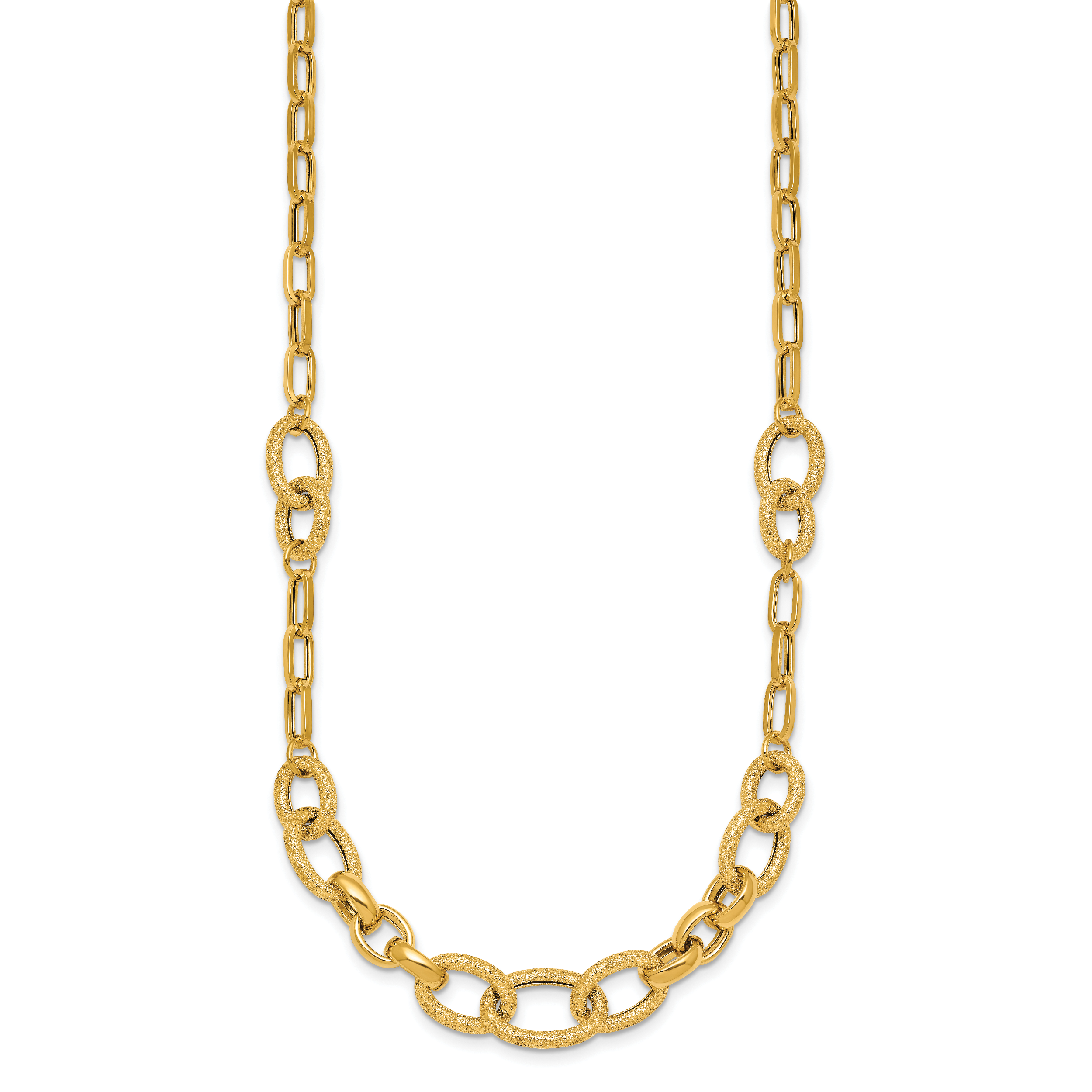 14k Polished and Textured Link 17.25 inch Necklace Secondary image