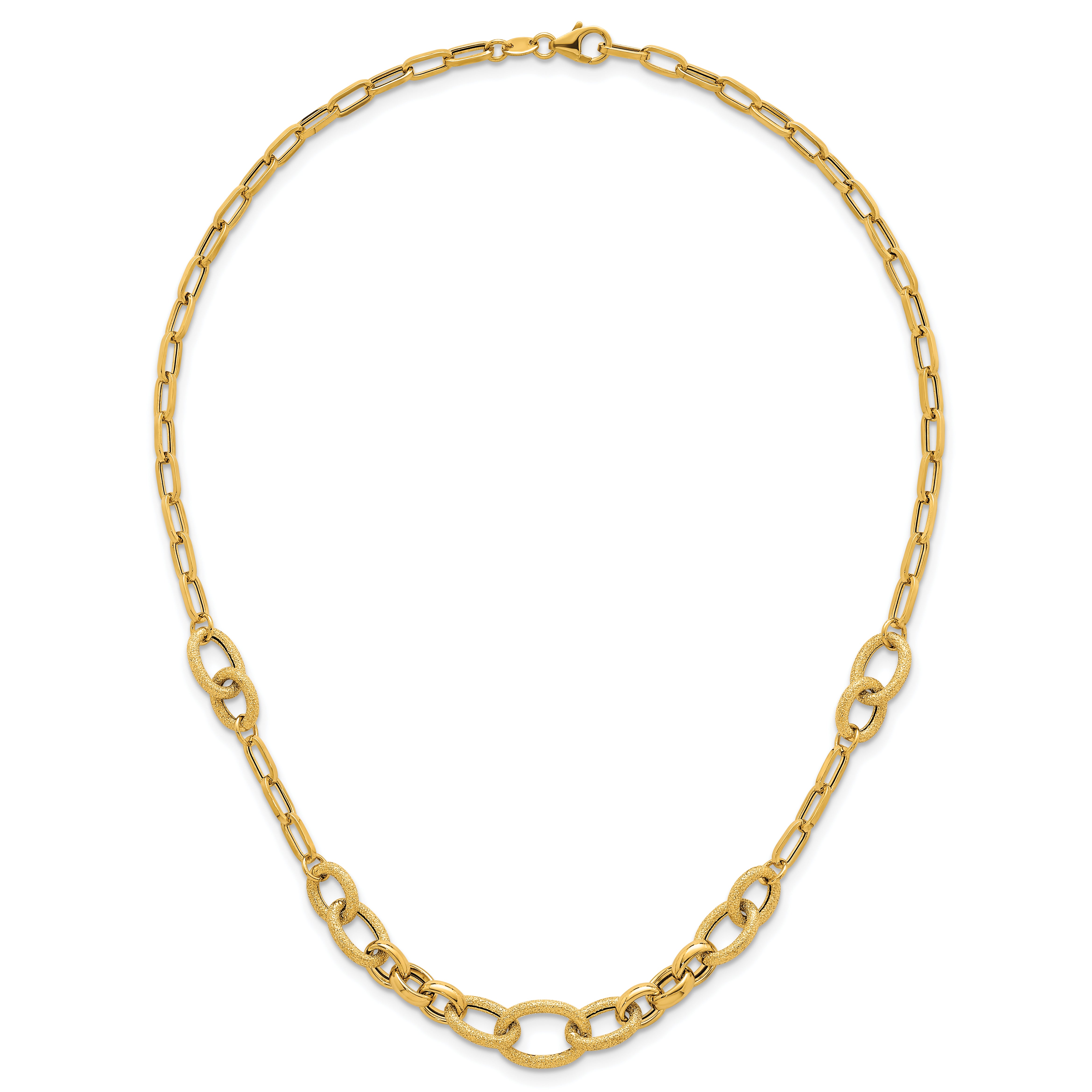 14k Polished and Textured Link 17.25 inch Necklace