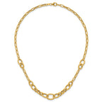 14k Polished and Textured Link 17.25 inch Necklace
