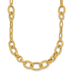 14k Polished and Textured Link 17.25 inch Necklace