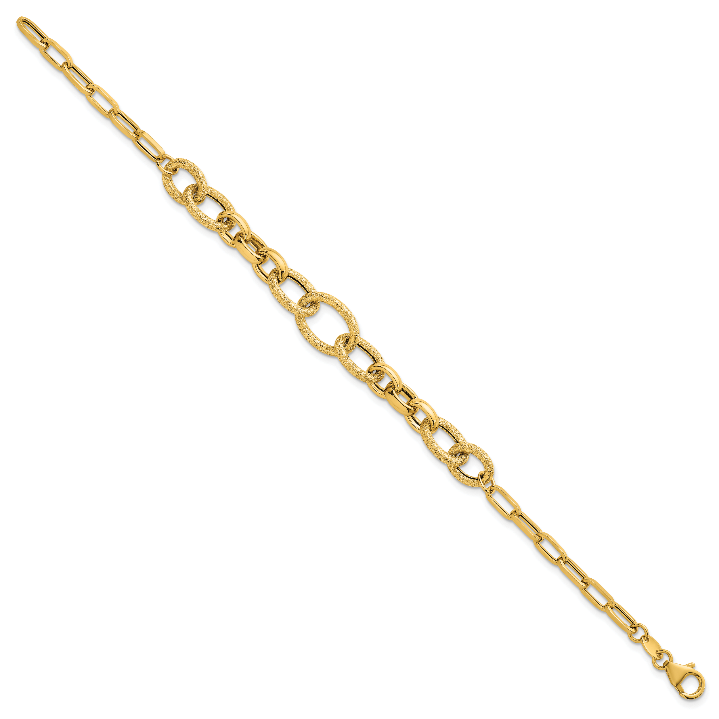 14k Polished and Textured Link 7.5 inch Bracelet Secondary image