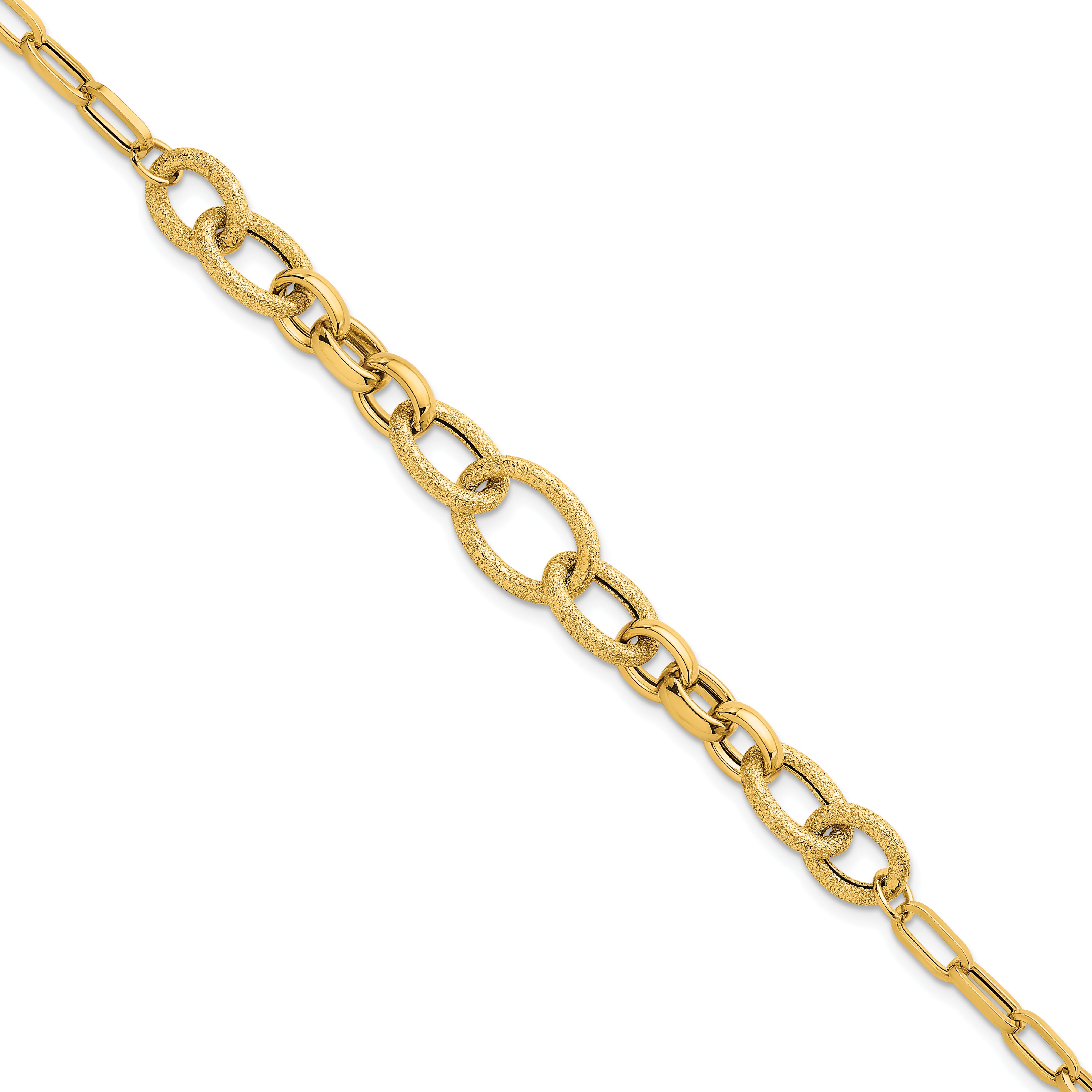 14k Polished and Textured Link 7.5 inch Bracelet Main image