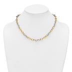 14k Two-tone Polished 9.75mm Fancy Circle Cable Chain 18 inch Necklace