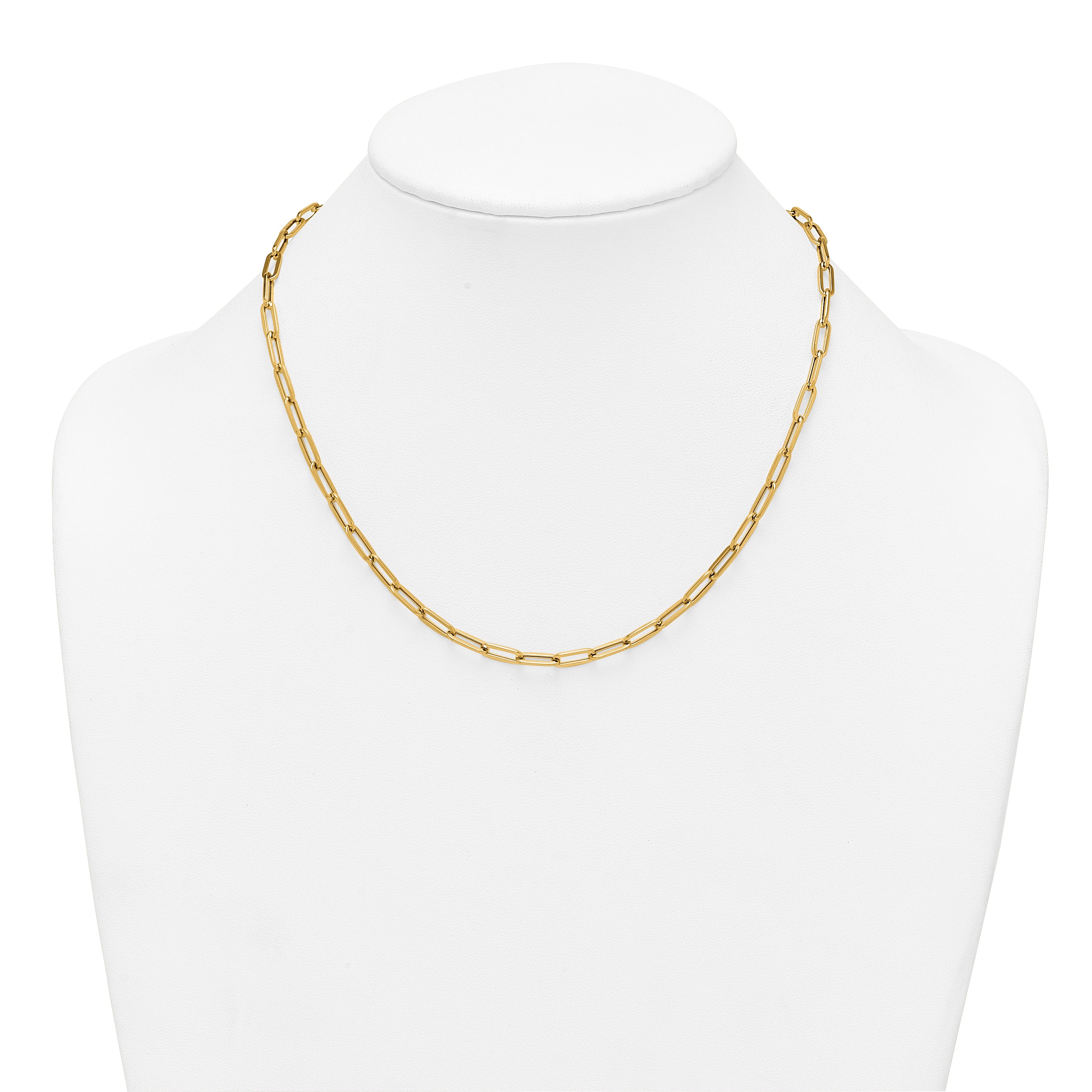 14k Polished 4mm Paperclip Link 18 inch Necklace