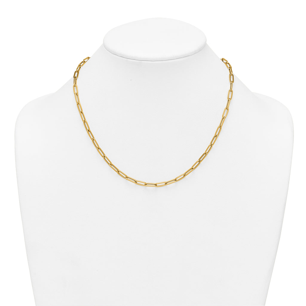 14k Polished 4mm Paperclip Link 18 inch Necklace