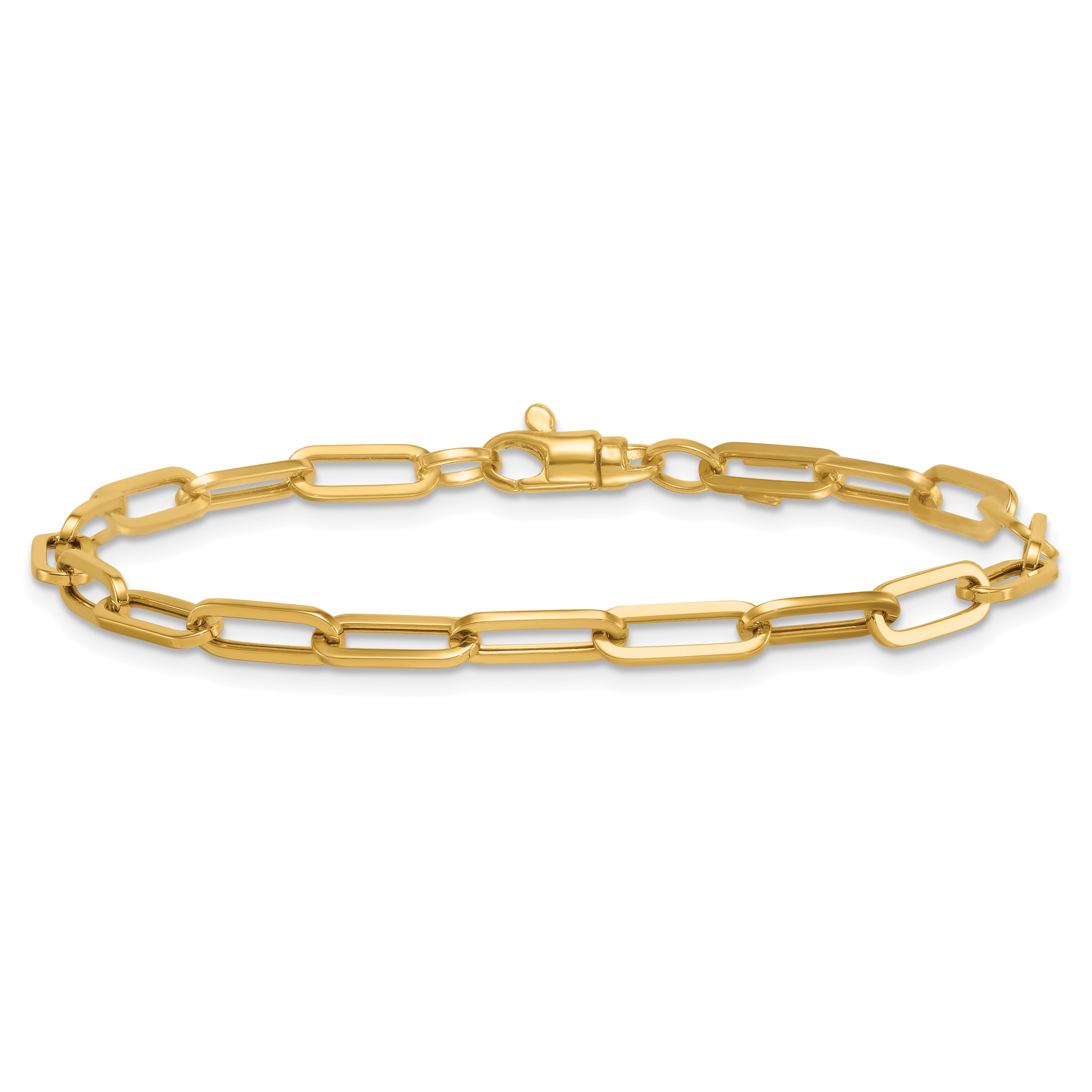 14k Polished 4mm Paperclip Link 7.5 inch Bracelet