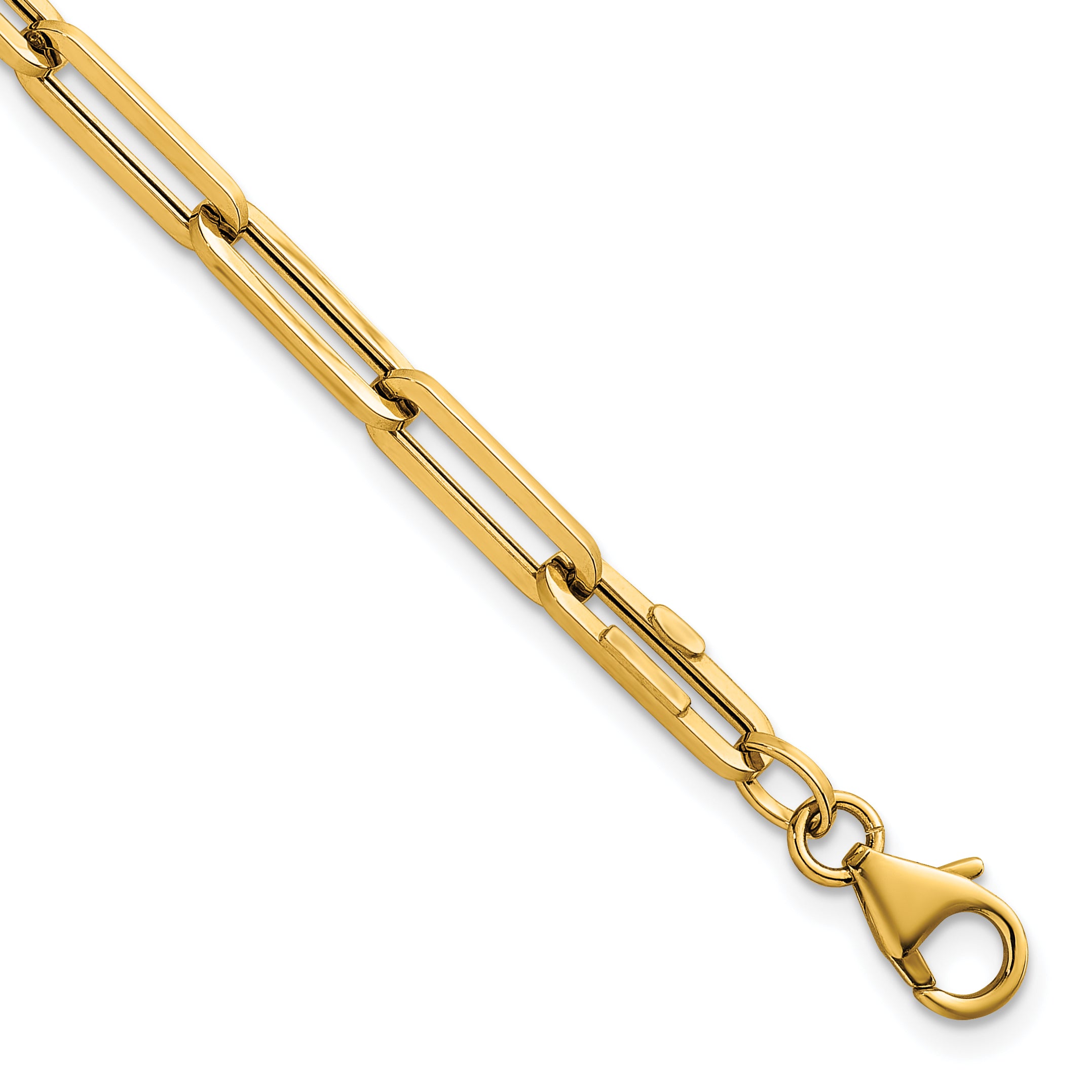 14k Polished 4.3mm Paperclip Link 7.5 inch Bracelet
