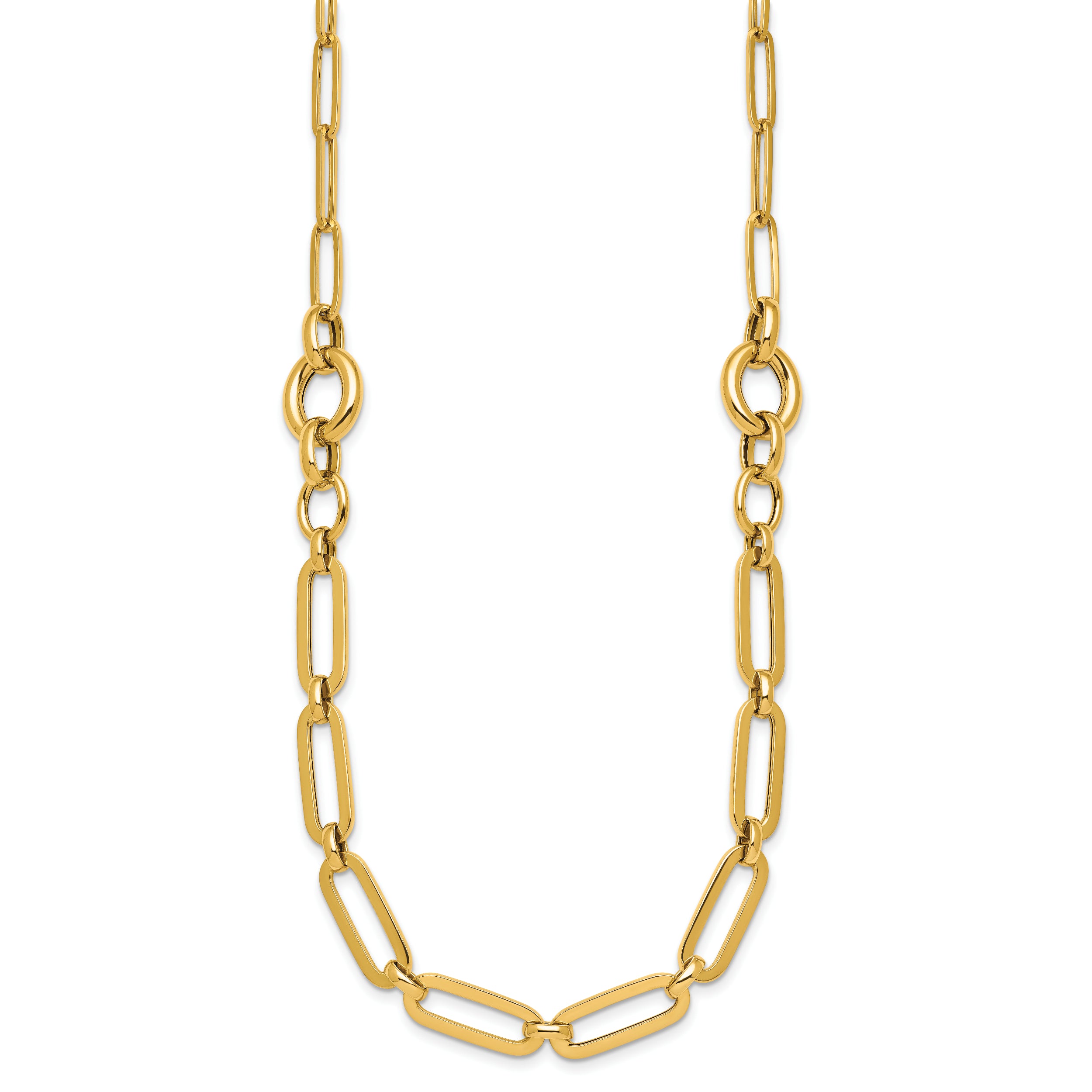 14k Polished Fancy Paperclip Link 17.25 inch Necklace