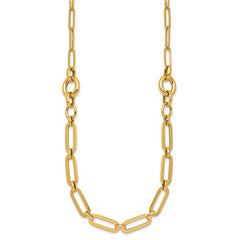 14k Polished Fancy Paperclip Link 17.25 inch Necklace