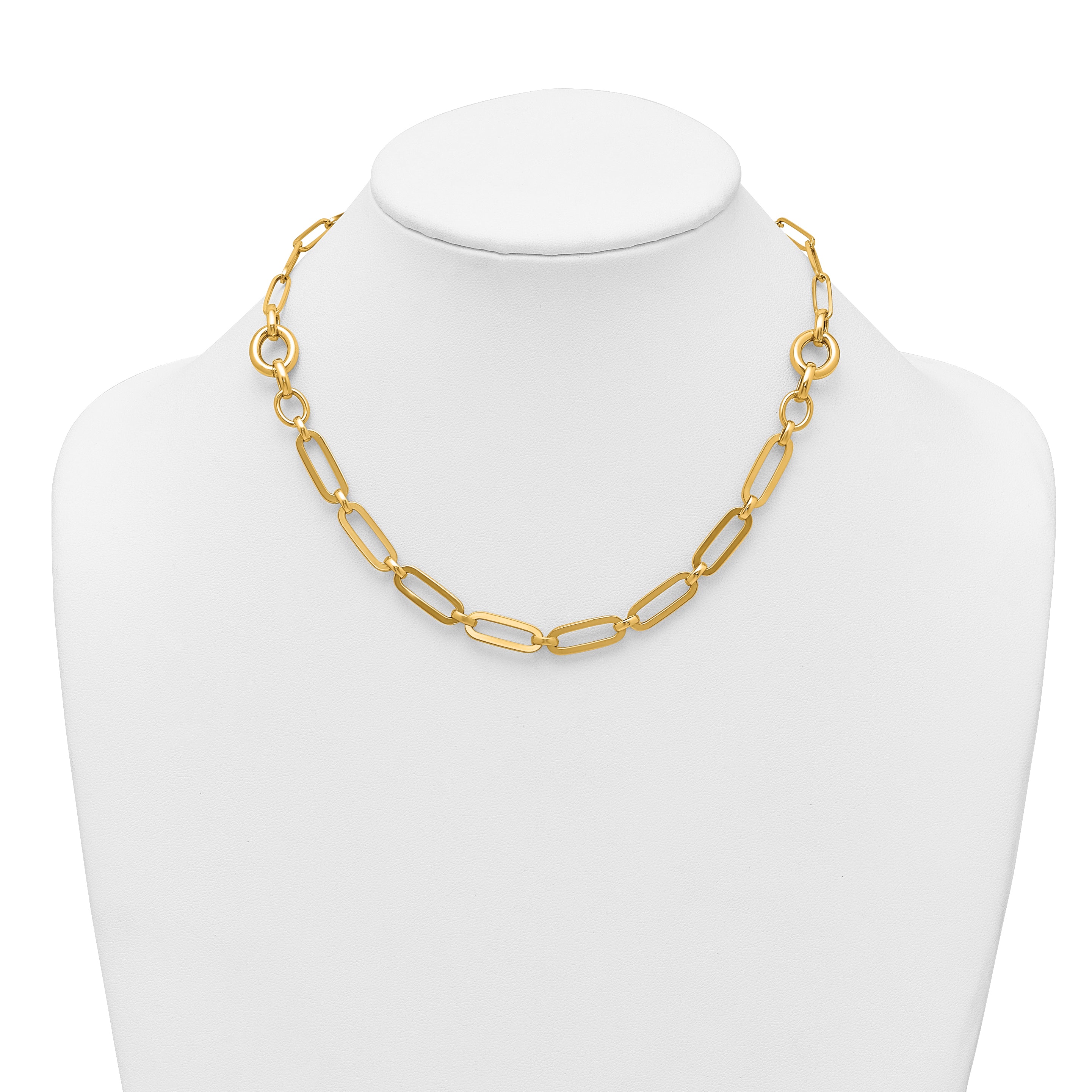 14k Polished Fancy Paperclip Link 17.25 inch Necklace