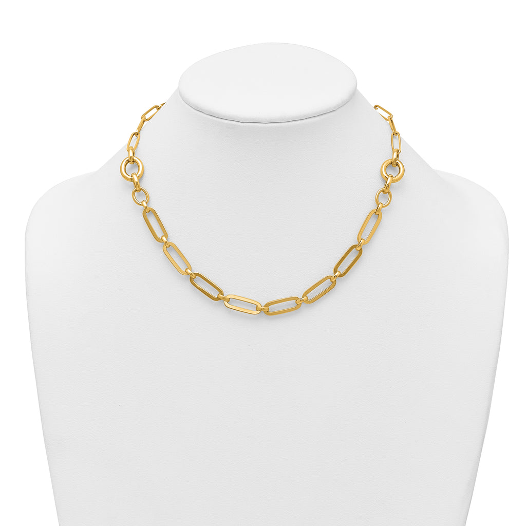 14k Polished Fancy Paperclip Link 17.25 inch Necklace