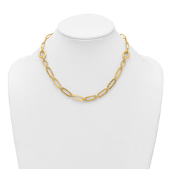 14k Polished Fancy Paperclip Link 17.25 inch Necklace