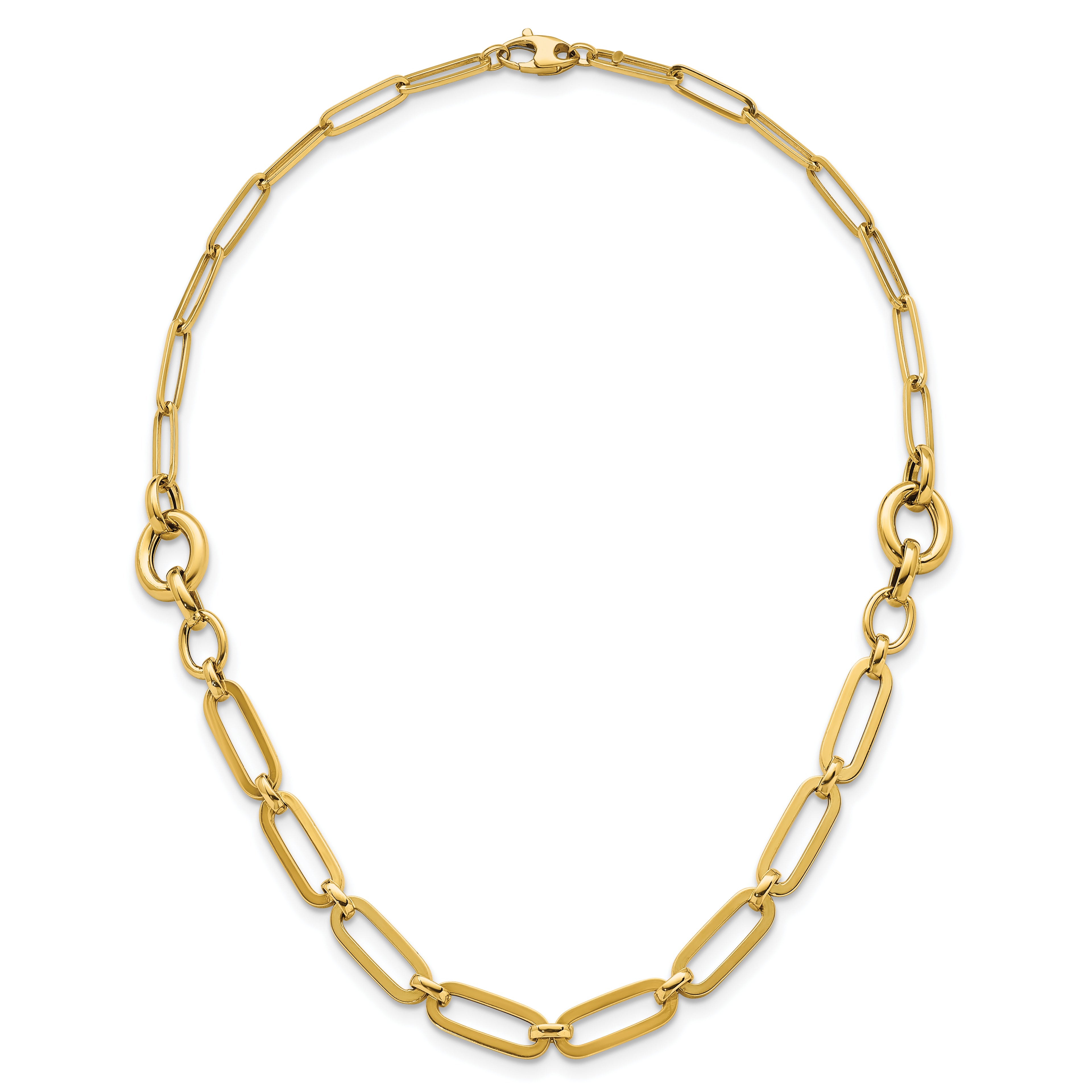 14k Polished Fancy Paperclip Link 17.25 inch Necklace