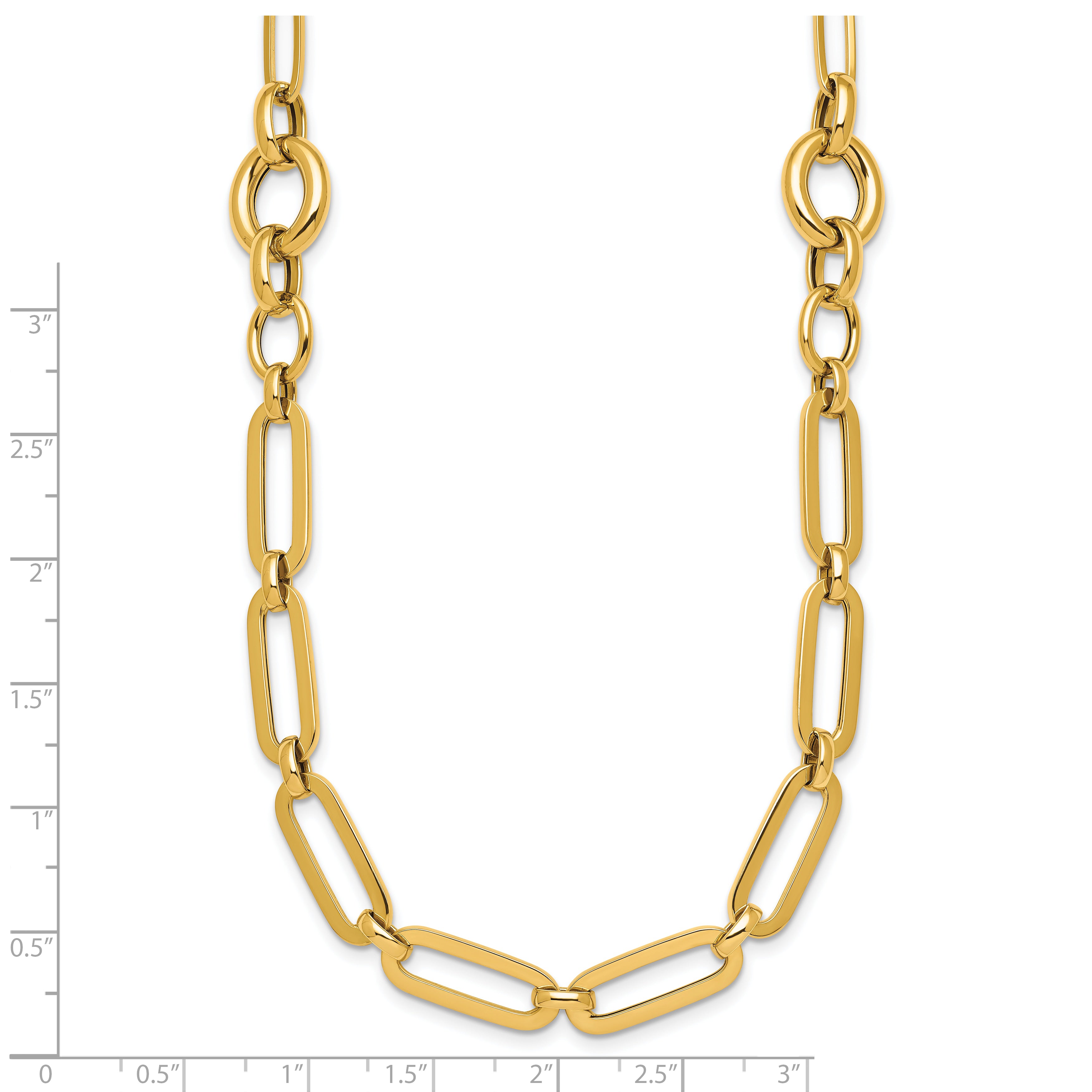 14k Polished Fancy Paperclip Link 17.25 inch Necklace