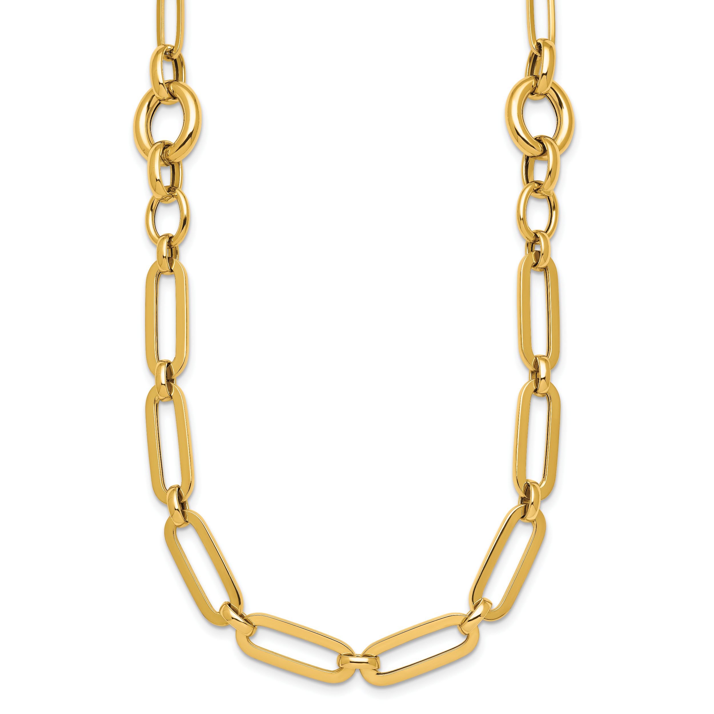14k Polished Fancy Paperclip Link 17.25 inch Necklace