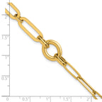 14k Polished Fancy Paperclip Link with Circle 7.25 inch Bracelet