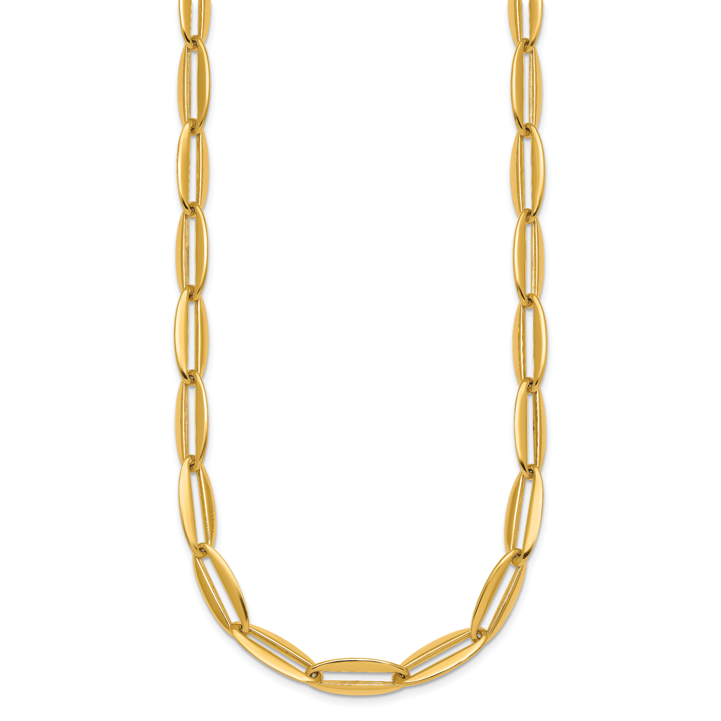 14k Polished 7mm Long Oval Link 18 inch Necklace