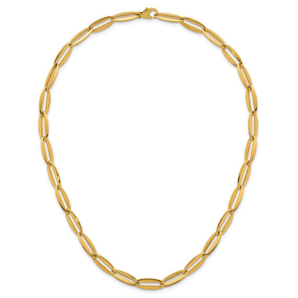 14k Polished 7mm Long Oval Link 18 inch Necklace