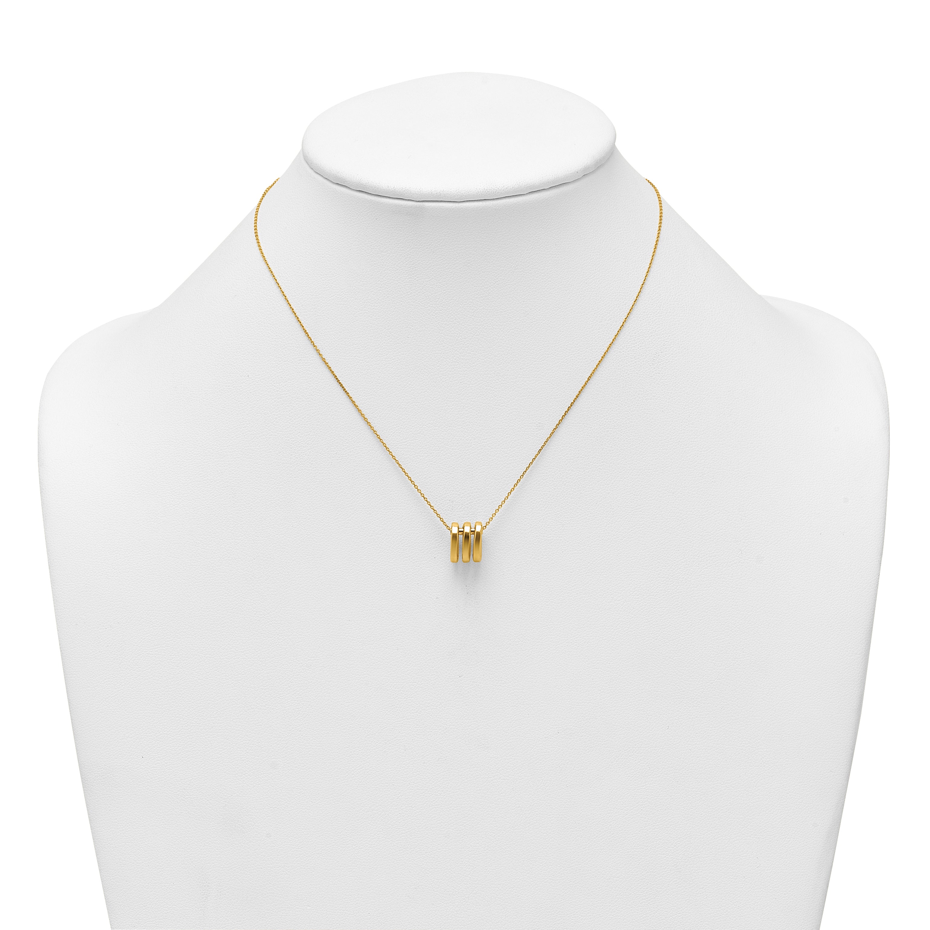 14k Polished 3 Oval Rings 16 inch Necklace Plus 2 inch Extender
